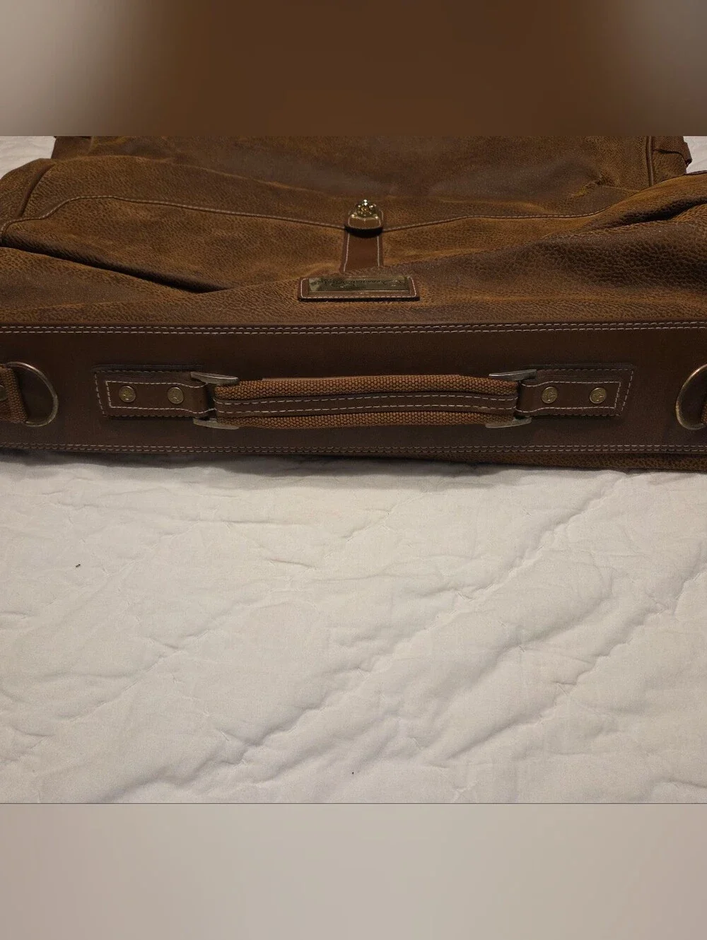 Vintage Oscar De La Renta Leather Folding Garment Bag / Suit Travel Bag